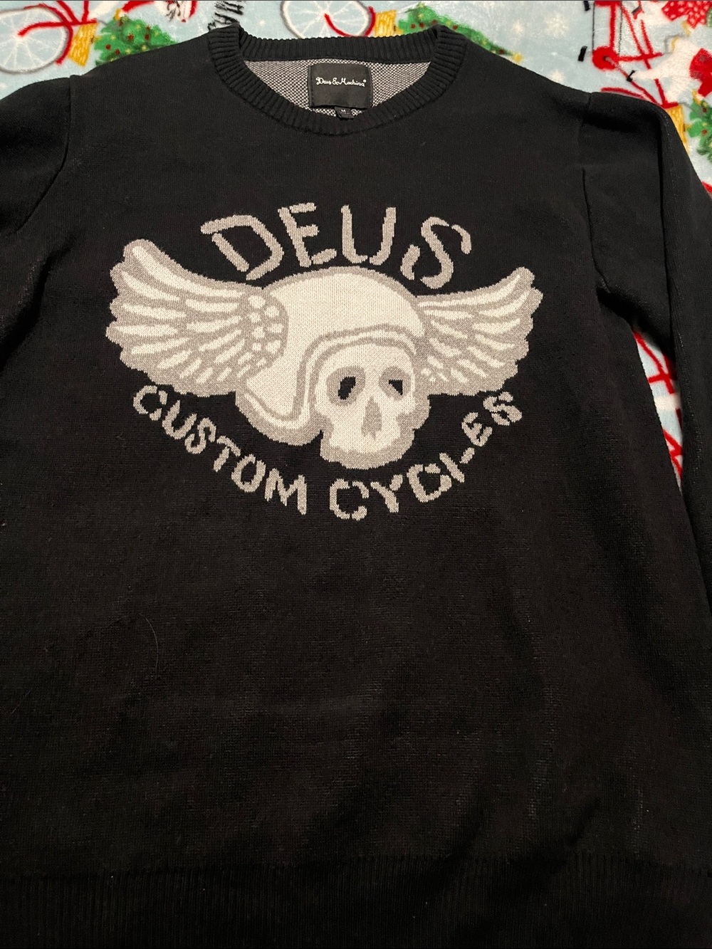 Mens Black Graphic Crewneck Sweatshirt Deus Ex Machina